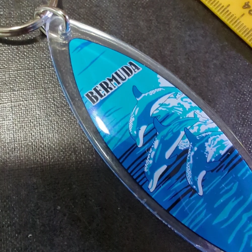 Bermuda Dolphins Surfboard Keychain/Key Ring NWOT